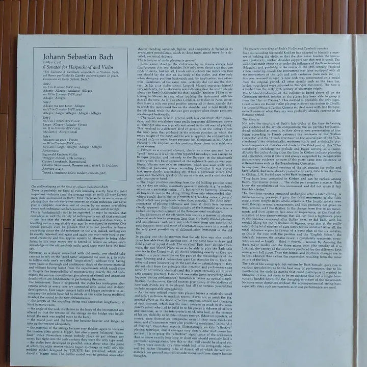 [BUNJANG] J.S. Bach Violin and Harpsichord Sonatas Nos. 1-6 LP / J.S. 바흐 바이올린과 쳄발로 소나타 1-6번