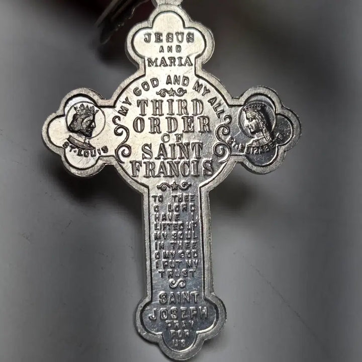 [BUNJANG] 1930s Catholic Cross Badge Emblem - Secular Franciscan Order / 1930년대에 제작된 가톨릭 십자가 뺏지 휘장