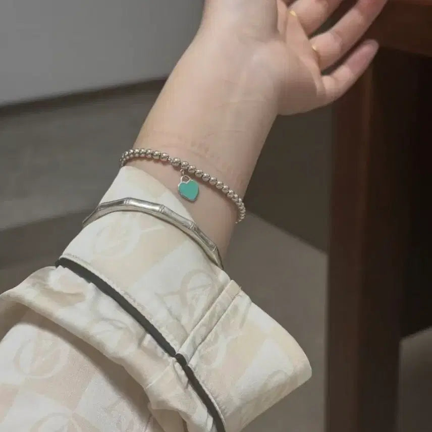 [BUNJANG] Tiffany &amp; Co. Mint Heart Bracelet 17cm / 티파니앤코 팔찌 민트 하트