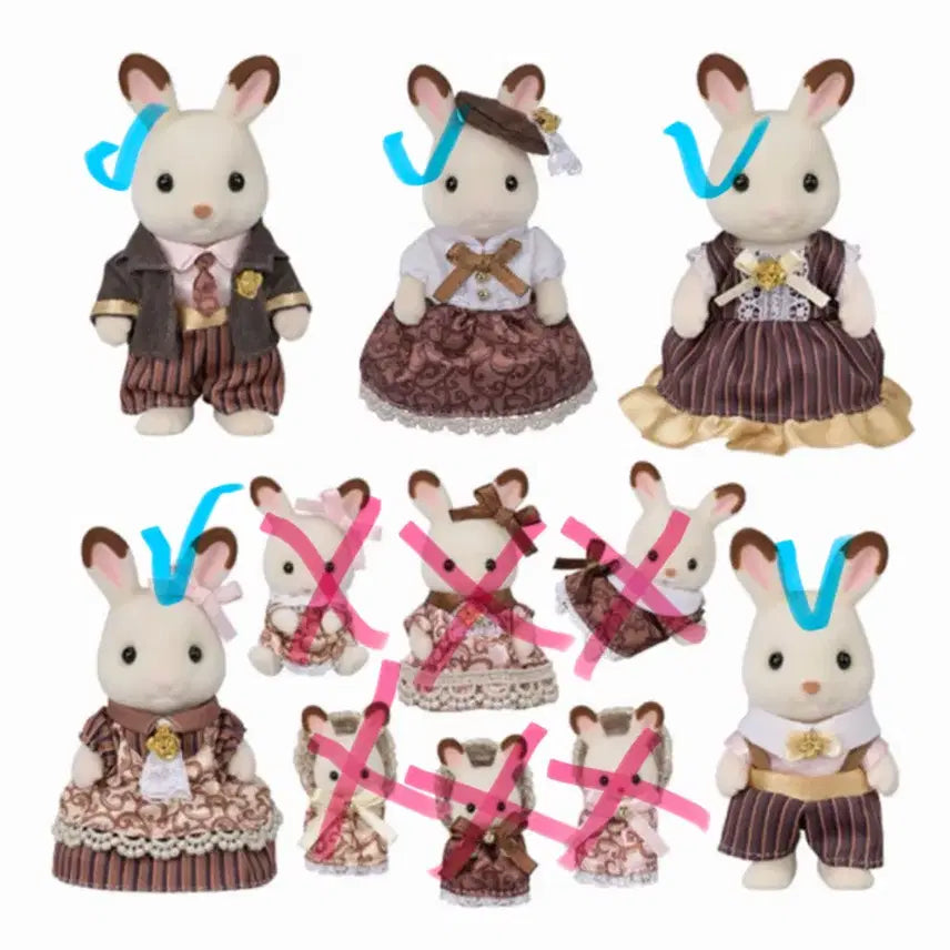 [BUNJANG] Sylvanian Families 40th Anniversary Chocolate Rabbit Family Set / 실바니안 40주년 초콜릿토끼 분철5종 일괄