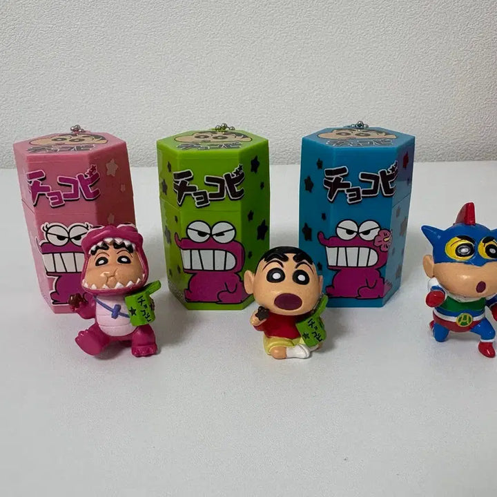 [BUNJANG] Vintage Crayon Shin-chan Chocobi Box Figures Set of 3 / 짱구 피규어 고전 짱구 초코비통 피규어 3종 일괄 판매합니다