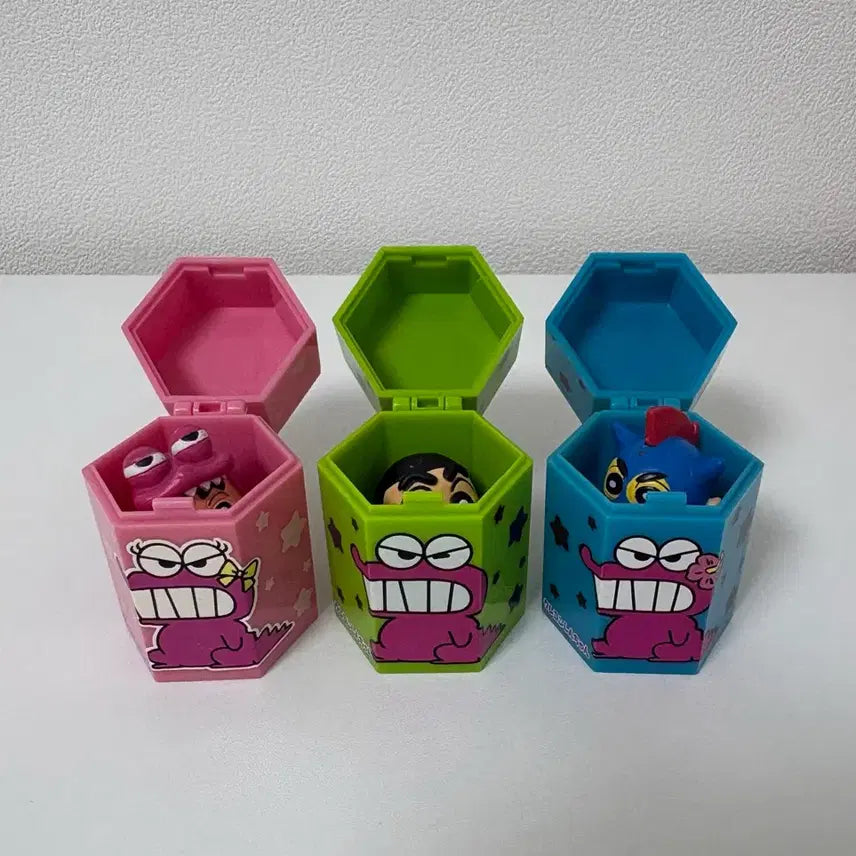 [BUNJANG] Vintage Crayon Shin-chan Chocobi Box Figures Set of 3 / 짱구 피규어 고전 짱구 초코비통 피규어 3종 일괄 판매합니다