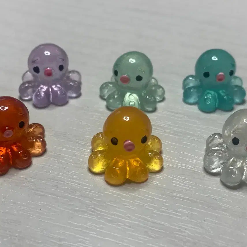 [BUNJANG] Transparent Octopus Figurines Set (6 Types) / 투명 문어 피규어 6종 세트