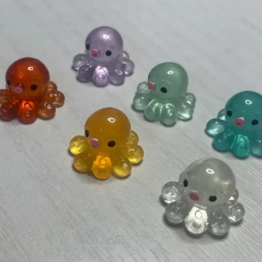[BUNJANG] Transparent Octopus Figurines Set (6 Types) / 투명 문어 피규어 6종 세트