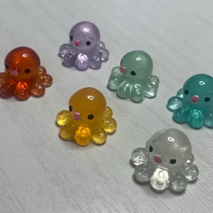 [BUNJANG] Transparent Octopus Figurines Set (6 Types) / 투명 문어 피규어 6종 세트