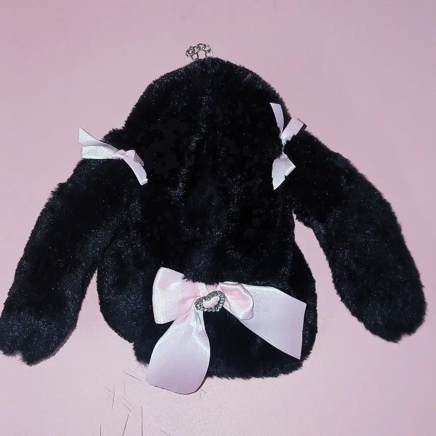 [BUNJANG] Wego 17cm Rabbit Plush Outfit - Black Ribbon, Pink Gyaru Style / wego 누이옷 인형옷 17cm  토끼 블랙 리본 핑크 지뢰계 갸루 우주복 케이프 키링 라부부 앙스타
