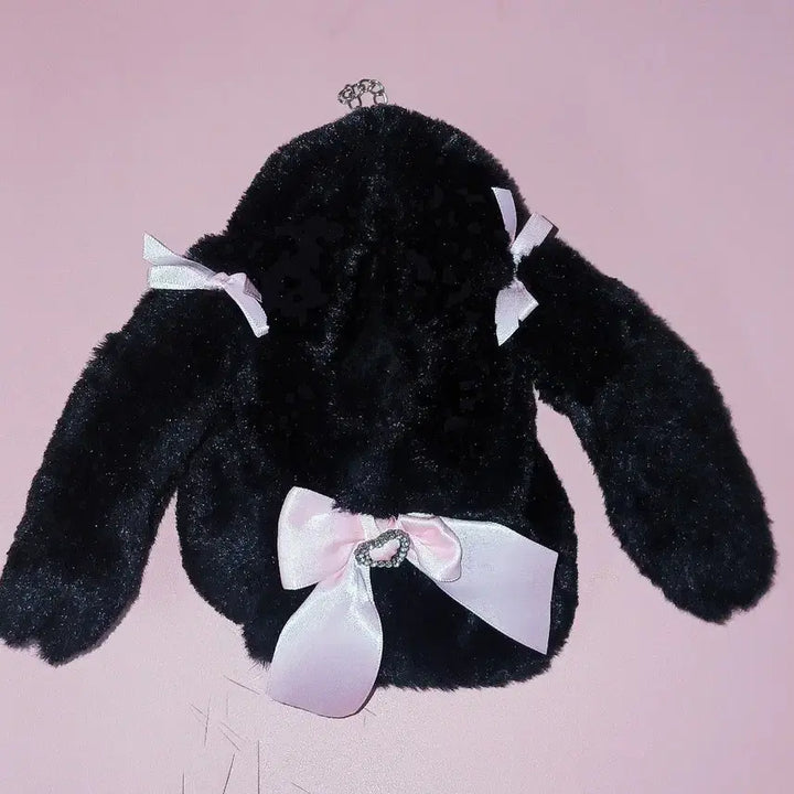 [BUNJANG] Wego 17cm Rabbit Plush Outfit - Black Ribbon, Pink Gyaru Style / wego 누이옷 인형옷 17cm  토끼 블랙 리본 핑크 지뢰계 갸루 우주복 케이프 키링 라부부 앙스타