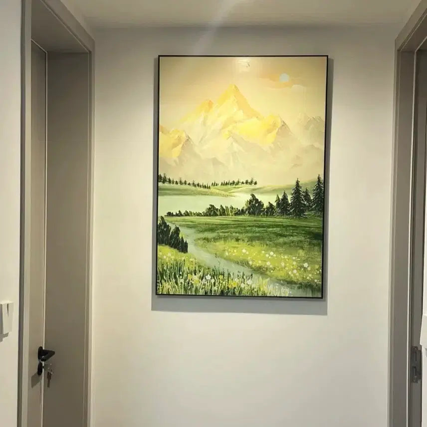 [BUNJANG] Golden Mountain Landscape Painting with Wealth Luck Theme / 황금산 재물복 황금빛 풍수산수화