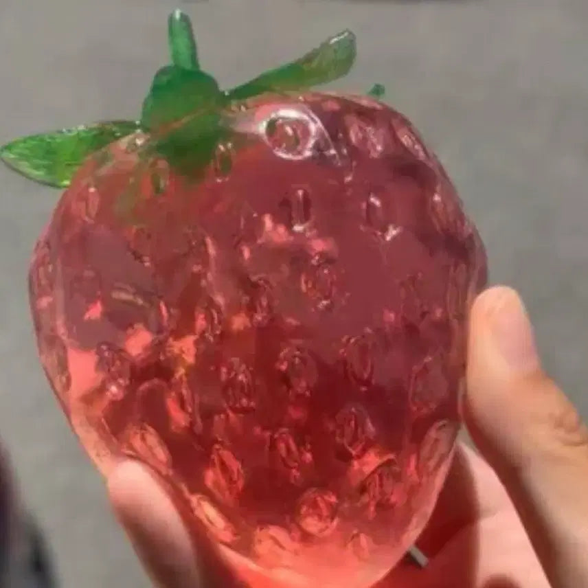 [BUNJANG] Pink Glass Strawberry Slang Vase New / 핑크 유리 딸기 슬랑이 새상품