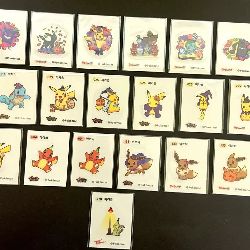 [BUNJANG] Pokemon Bread Sticker Halloween Limited Edition Set / 포켓몬스터 빵 삼립 띠부띠부씰 꼬부기 피카츄 이브이 할로윈 한정 띠부 굿즈