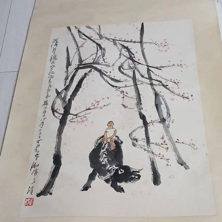 [BUNJANG] Chinese Painting "I-Gayeom Mok-U-Do" Scroll / 중국그림이가염목우도 족자