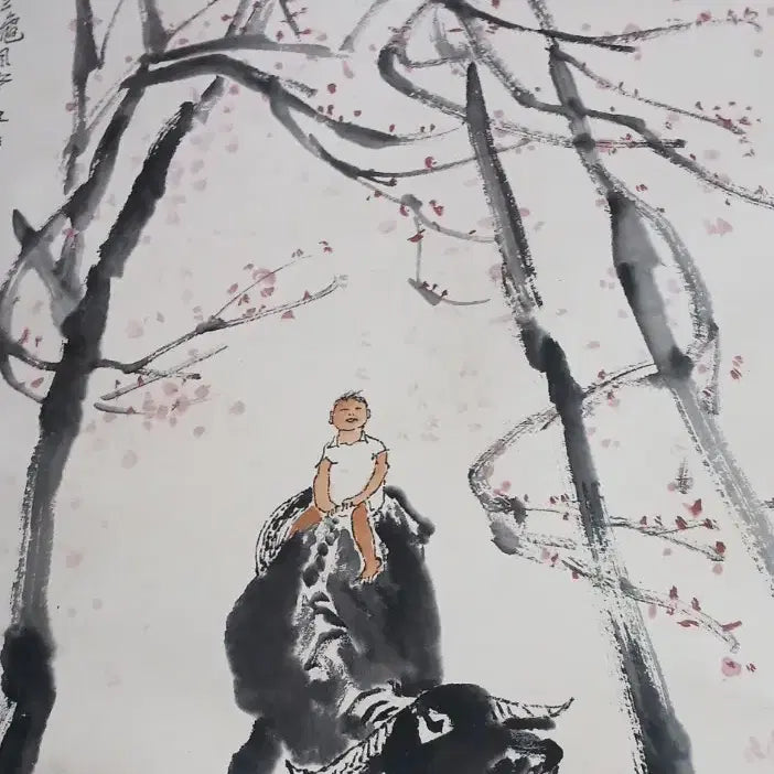 [BUNJANG] Chinese Painting "I-Gayeom Mok-U-Do" Scroll / 중국그림이가염목우도 족자