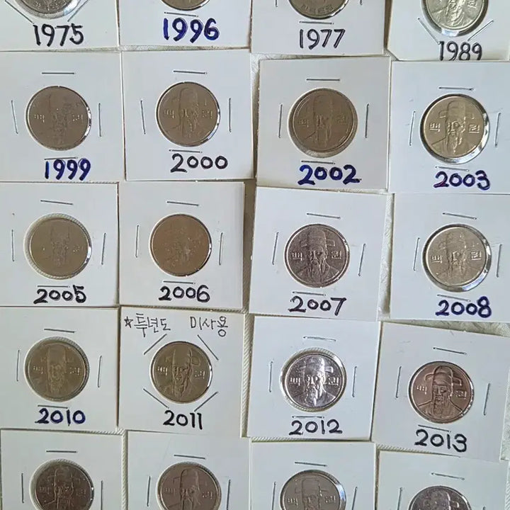 [BUNJANG] Vintage South Korean 100 Won Coins Bundle (1975-2017) / 옛날 100원 주화 (1975~2017) 20점 일괄 판매.