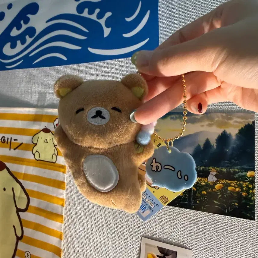 [BUNJANG] San-X Rilakkuma Keychain &amp; Badge Set / 산엑스 리락쿠마 키링겸 뱃지