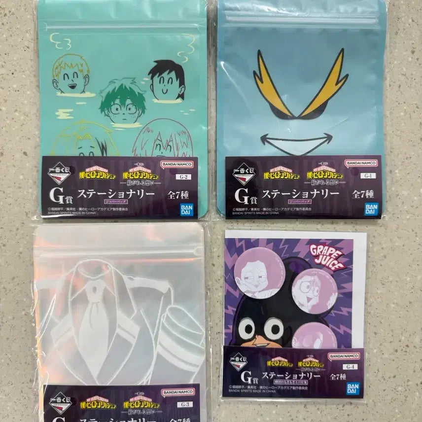 [BUNJANG] My Hero Academia Ichiban Kuji G Prize Zipper Bag Mineta Bundle Set / (일괄) 나히아 히로아카 제일복권 쿠지 G상 지퍼백 미네타