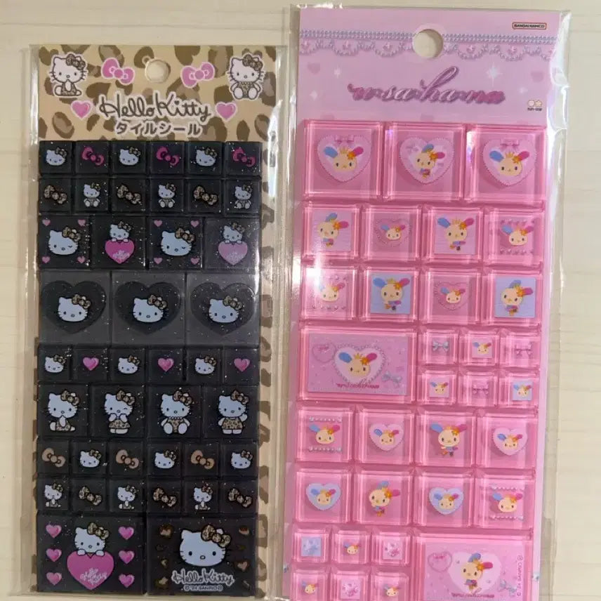 [BUNJANG] Hello Kitty &amp; Usahana Tile Stickers Bundle / 호피 갸루 키티 / 우사하나 타일 스티커