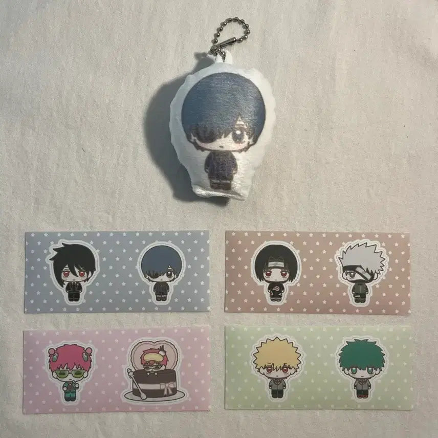 [BUNJANG] Black Butler Ciel Plush Doll + Anime Sticker Set (Psycho-Pass, Naruto, MHA) / 흑집사 시엘 봉제인형 + 흑집사,사이키쿠스오,나루토,나히아 스티커 세트 일괄
