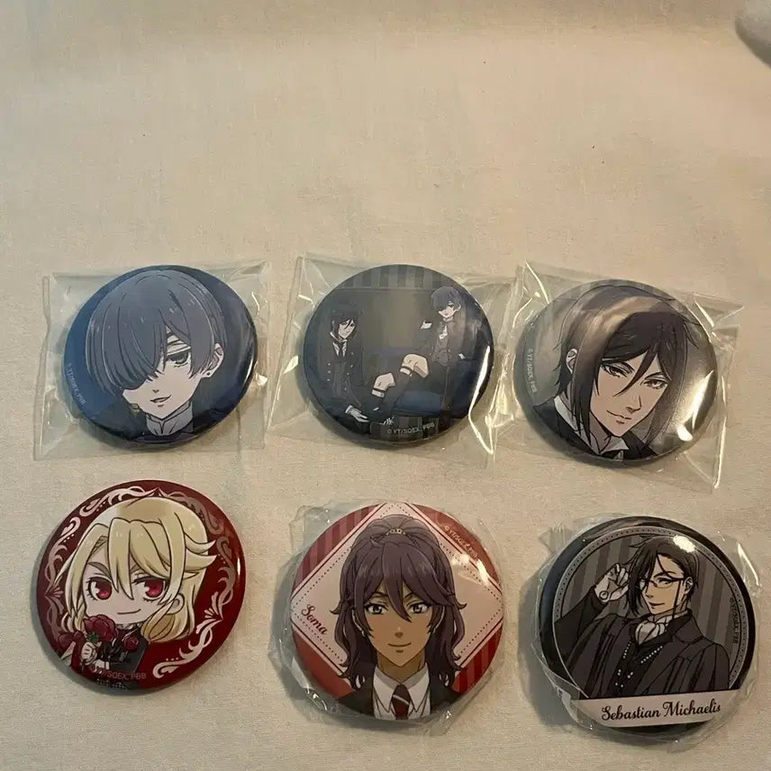 [BUNJANG] Black Butler Ciel Sebastian 6 Piece Set Can Badges / 흑집사 캔뱃지 시엘 세바스찬 6개 일괄