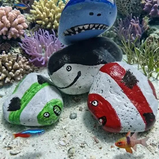 [BUNJANG] Whale and Shark Painted Stone Decor Set / 상어.고래 디모등 감성돌
