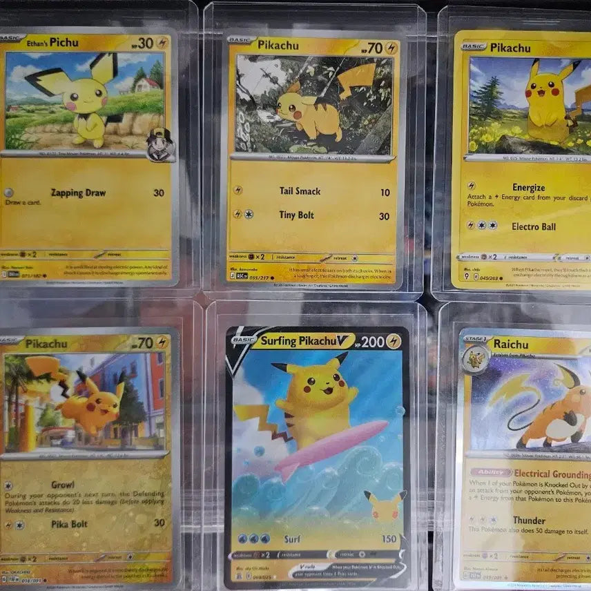 [BUNJANG] Pokemon Cards North America Pikachu, Pichu, Raichu 6 Card Set / 포켓몬카드 북미 피카츄, 피츄 라이츄 6장 세트