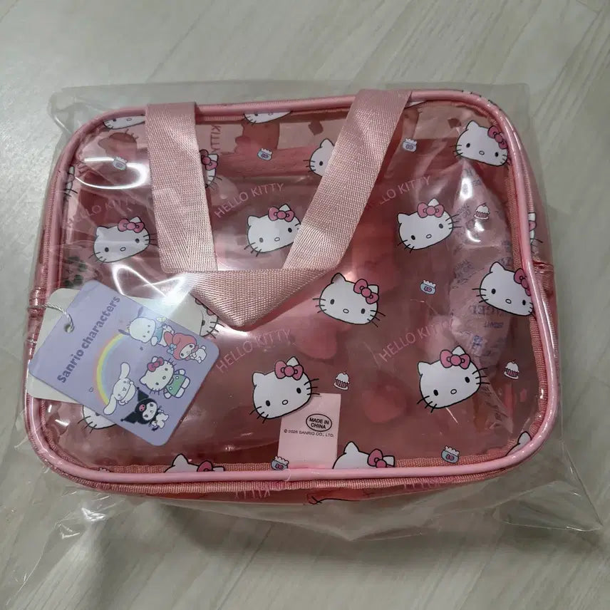 [BUNJANG] Sanrio Hello Kitty Transparent Pink PVC Pouch Bag / 산리오 헬로키티 키티 투명 핑크 연핑크 pvc 파우치 가방 손가방