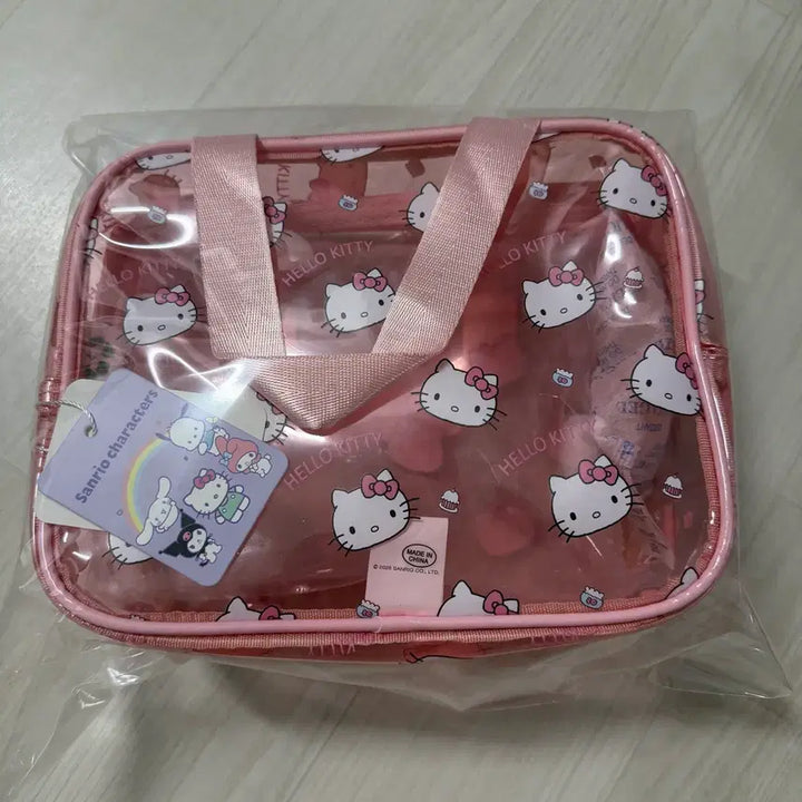 [BUNJANG] Sanrio Hello Kitty Transparent Pink PVC Pouch Bag / 산리오 헬로키티 키티 투명 핑크 연핑크 pvc 파우치 가방 손가방