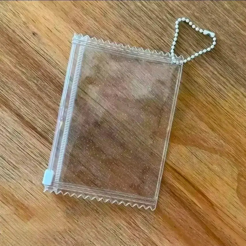 [BUNJANG] Glitter Zipper Card Holder Keychain / 투명 글리터 지퍼팩 포토카드 홀더 키링