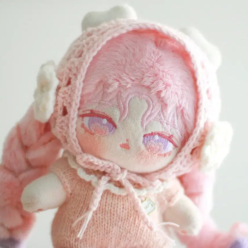 [BUNJANG] Mint Factory Handmade Knitted Flower Bandana Pink (10cm Doll Clothes) / 미개봉) 민트공방 뜨개반다나 꽃송이 반다나 핑크 10cm 솜인형 인형옷