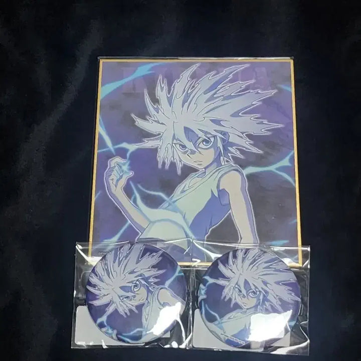 [BUNJANG] Hunter x Hunter Kirua Kuji Color Shikishi &amp; Badge Bundle Set / (일괄) 헌터X헌터 굿즈 판매. 헌헌. 키르아 쿠지. 색지. 뱃지.