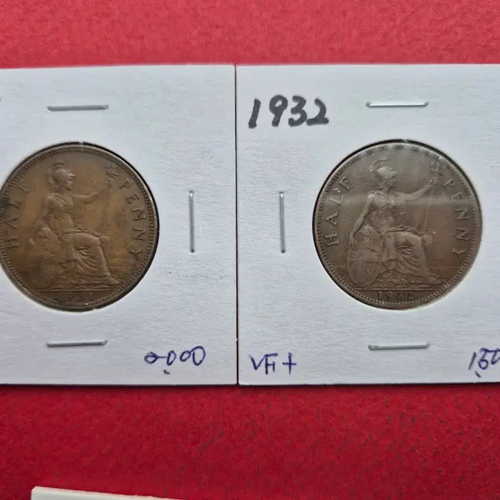 [BUNJANG] George V 1/2 Penny Coin Set (1928-1936) / 영국 조지 5세 1/2 페니 주화 4종