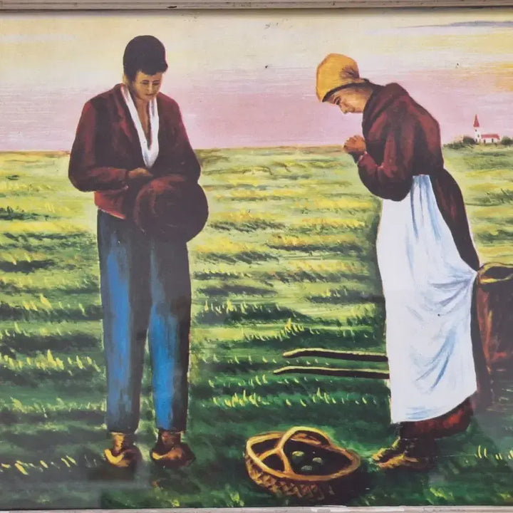 [BUNJANG] Vintage Barber Shop Painting Framed / 근대사 수집 옛날 민속품 빈티지 이발소 그림 액자