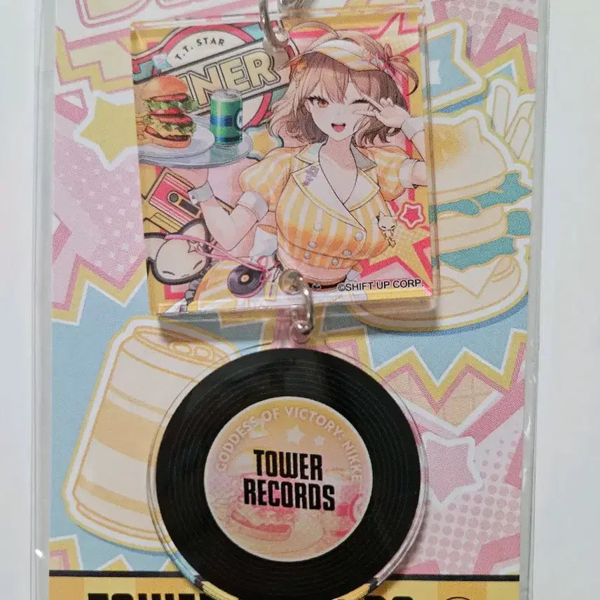 [BUNJANG] Goddess of Victory: NIKKE Tower Records Cafe Collaboration Record Style Anis Keychain / 새상품)니케 타워레코드 까페 콜라보 레코드 스타일 아니스 키 체인