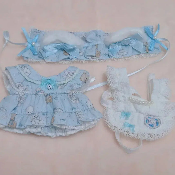 [BUNJANG] 10cm Doll Clothes Sweet Dream Blue/Pink Bundle Set / 10cm 솜인형옷 스위트드림 블루+핑크 일괄