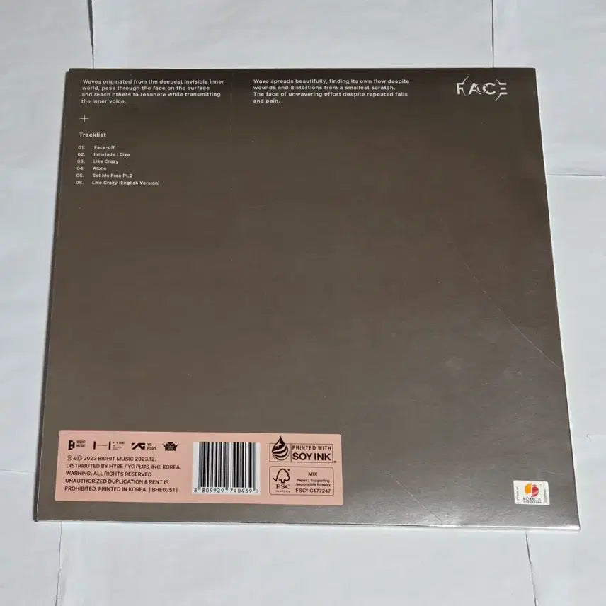 [BUNJANG] BTS Jimin FACE Color Vinyl LP / [LP] 지민(방탄소년단) - FACE [컬러 LP] 엘피 LP 바이닐