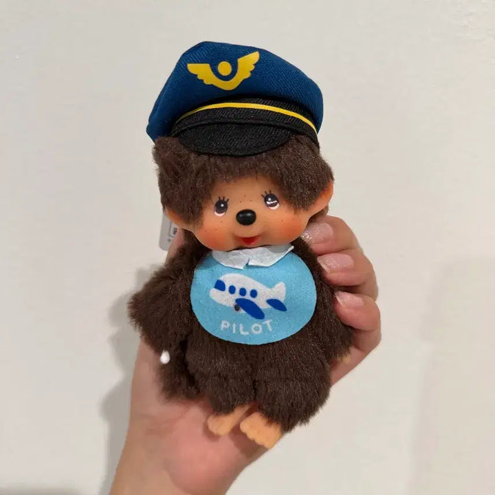 [BUNJANG] Monchhichi Pilot Airplane Captain Keychain - New / 무배 새상품/몬치치 파일럿 비행기 기장 키링