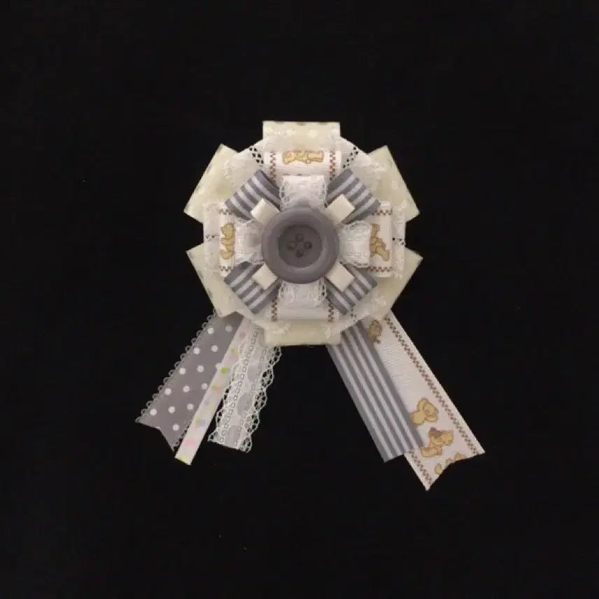 [BUNJANG] Handmade Teddy Bear Rosette Brooch / 테디베어 로제트