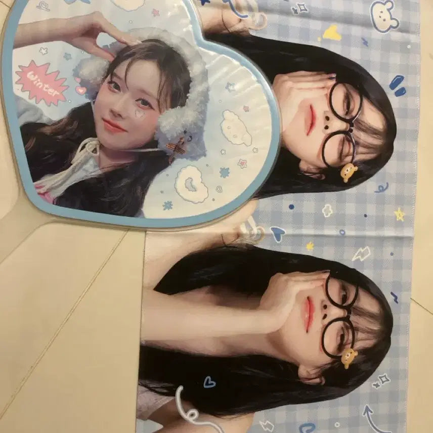 [BUNJANG] Aespa Winter Slogan &amp; Uchiwa Set / 에스파 윈터 슬로건, 우치와