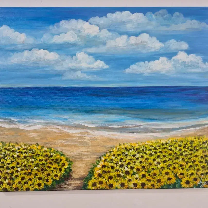 [BUNJANG] Healing Seascape and Sunflower Field Painting (Canvas No. 20, 73x61cm) / 바다로 향하는 길