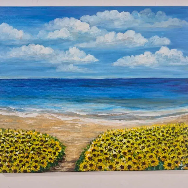 [BUNJANG] Healing Seascape and Sunflower Field Painting (Canvas No. 20, 73x61cm) / 바다로 향하는 길