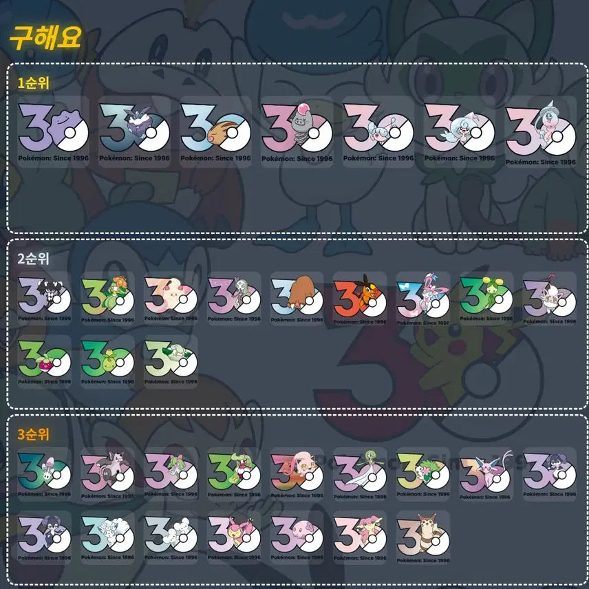 [BUNJANG] Pokemon Tongtongco Dukko Somseomco 30th Anniversary Sticker Bundle Set / 교환판매) 포켓몬스터 통통코 두코 솜솜코 30주년 기념 스티커 일괄