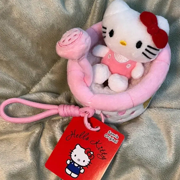 [BUNJANG] Sanrio Hello Kitty Bathtub Costume Plush Keychain / 택0,새상품) 산리오 헬로키티 욕조 코스튬 인형 키링