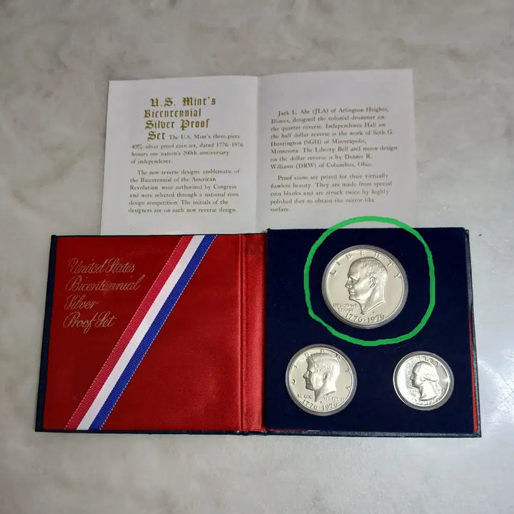 [BUNJANG] United States 200th Anniversary Proof Silver Eisenhower Dollar Coin / (은화) 미국 독립 200주년 기념주화 "프루프" 아이젠하워 달러