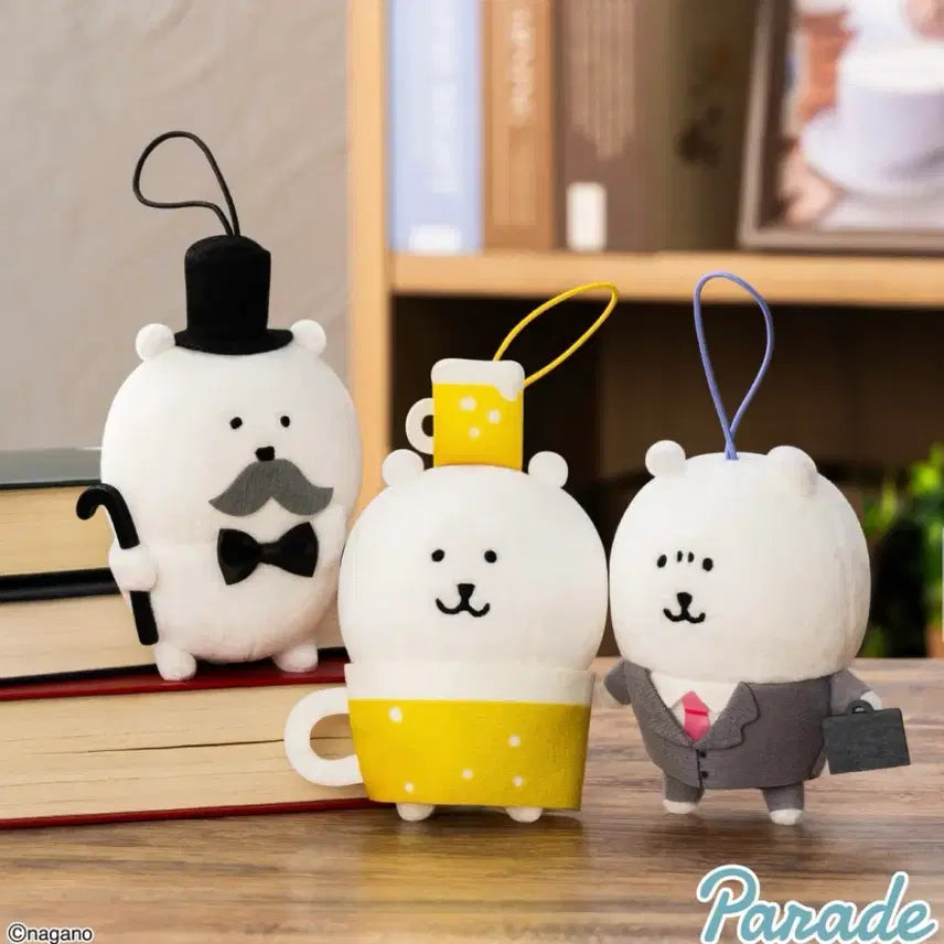 [BUNJANG] Nongdamgom "Beer Makko" &amp; "Office Worker Makko" Plush Keychain Set / 농담곰 맥주 마코/ 회사원 마코