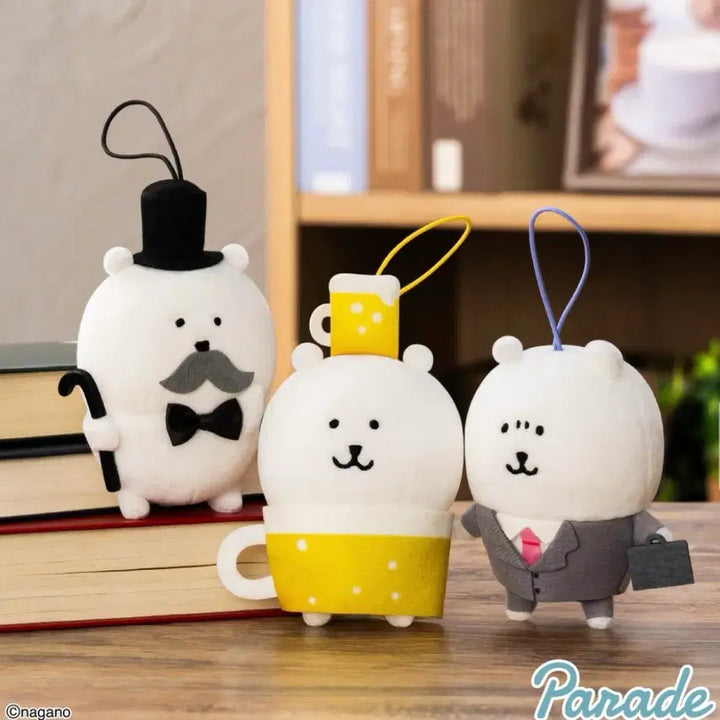 [BUNJANG] Nongdamgom "Beer Makko" &amp; "Office Worker Makko" Plush Keychain Set / 농담곰 맥주 마코/ 회사원 마코