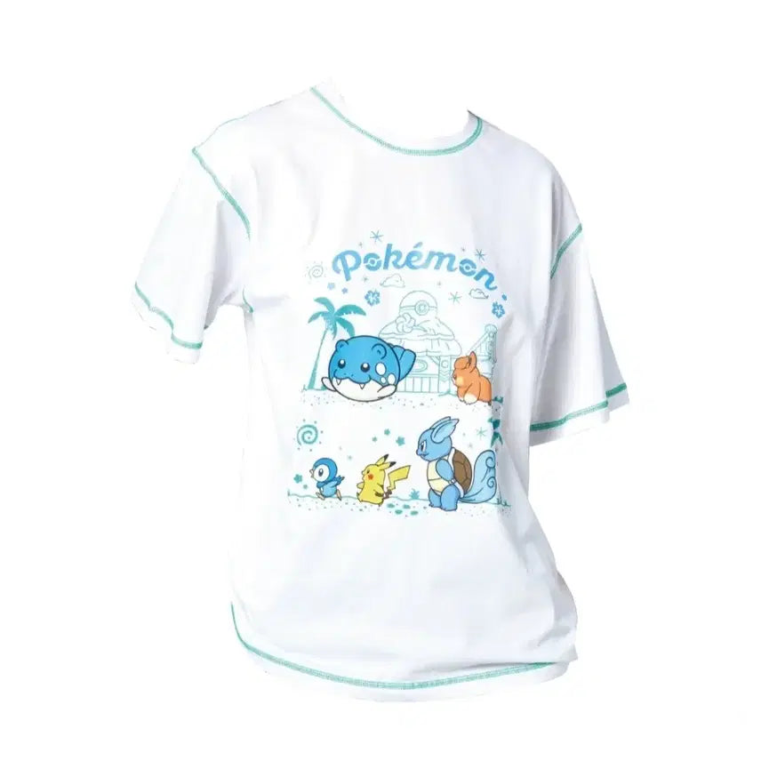 [BUNJANG] Pokemon Chilling Summer Days T-Shirt White XL / 포켓몬 팝업 칠링 써머 데이즈 티셔츠 화이트 반팔