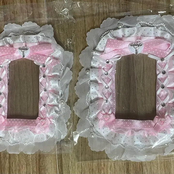 [BUNJANG] Handmade Ribbon Lace Princess Heart Top Loader Photocard Holder Pink / 리본 레이스 탑꾸 포카홀더 탑로더 수제 핑크 분홍 공주 하트
