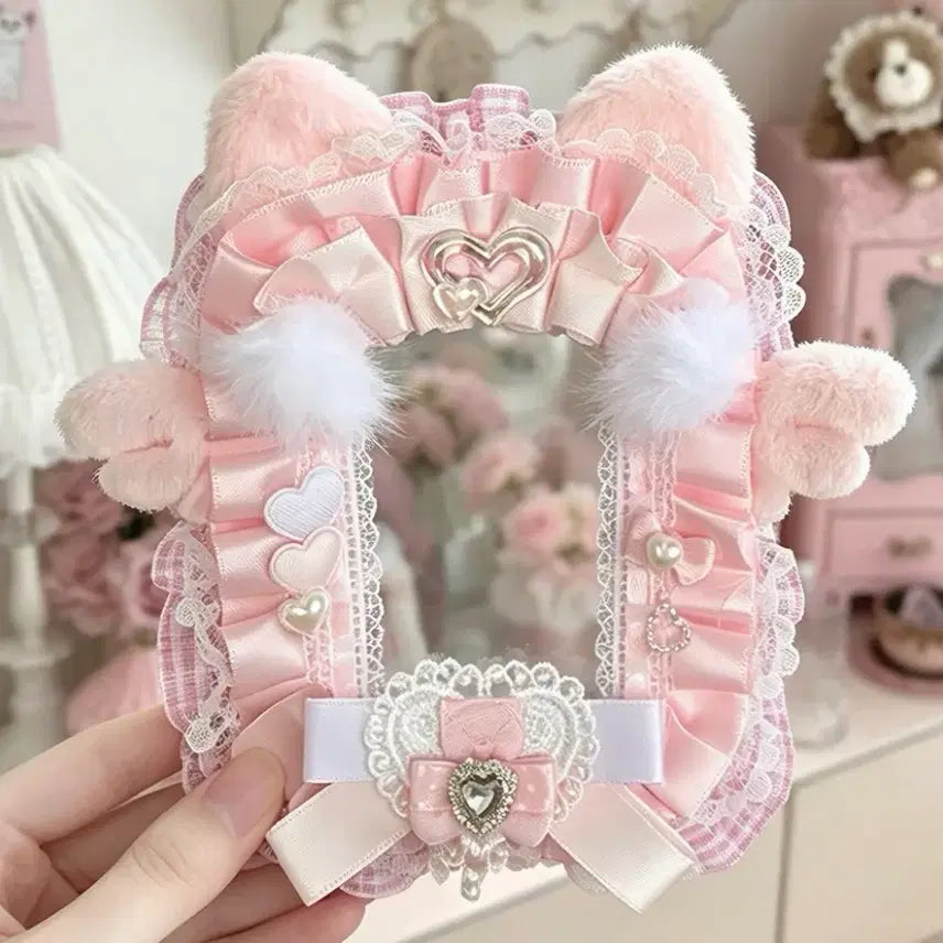 [BUNJANG] Handmade Pink Princess Heart Wings Angel Ribbon Lace Photocard Holder Toploader / 리본 레이스 탑꾸 포카홀더 탑로더 수제 핑크 분홍 공주 하트 날개 천사