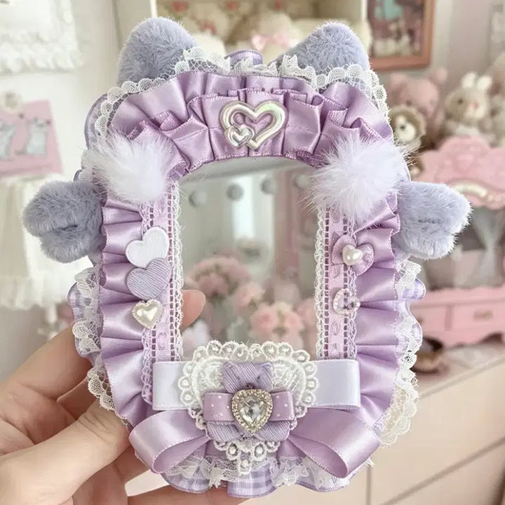 [BUNJANG] Handmade Purple Princess Heart Wing Angel Ribbon Lace Top Loader Photocard Holder / 리본 레이스 탑꾸 포카홀더 탑로더 수제 보라 공주 하트 날개 천사