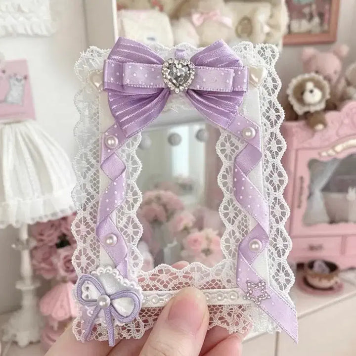 [BUNJANG] Handmade Purple Heart Princess Lace Ribbon Lace Top Loader Photocard Holder / 리본 레이스 탑꾸 포카홀더 탑로더 수제 보라 퍼플 하트 공주 레이스