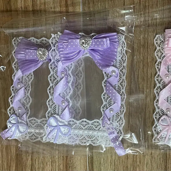 [BUNJANG] Handmade Purple Heart Princess Lace Ribbon Lace Top Loader Photocard Holder / 리본 레이스 탑꾸 포카홀더 탑로더 수제 보라 퍼플 하트 공주 레이스